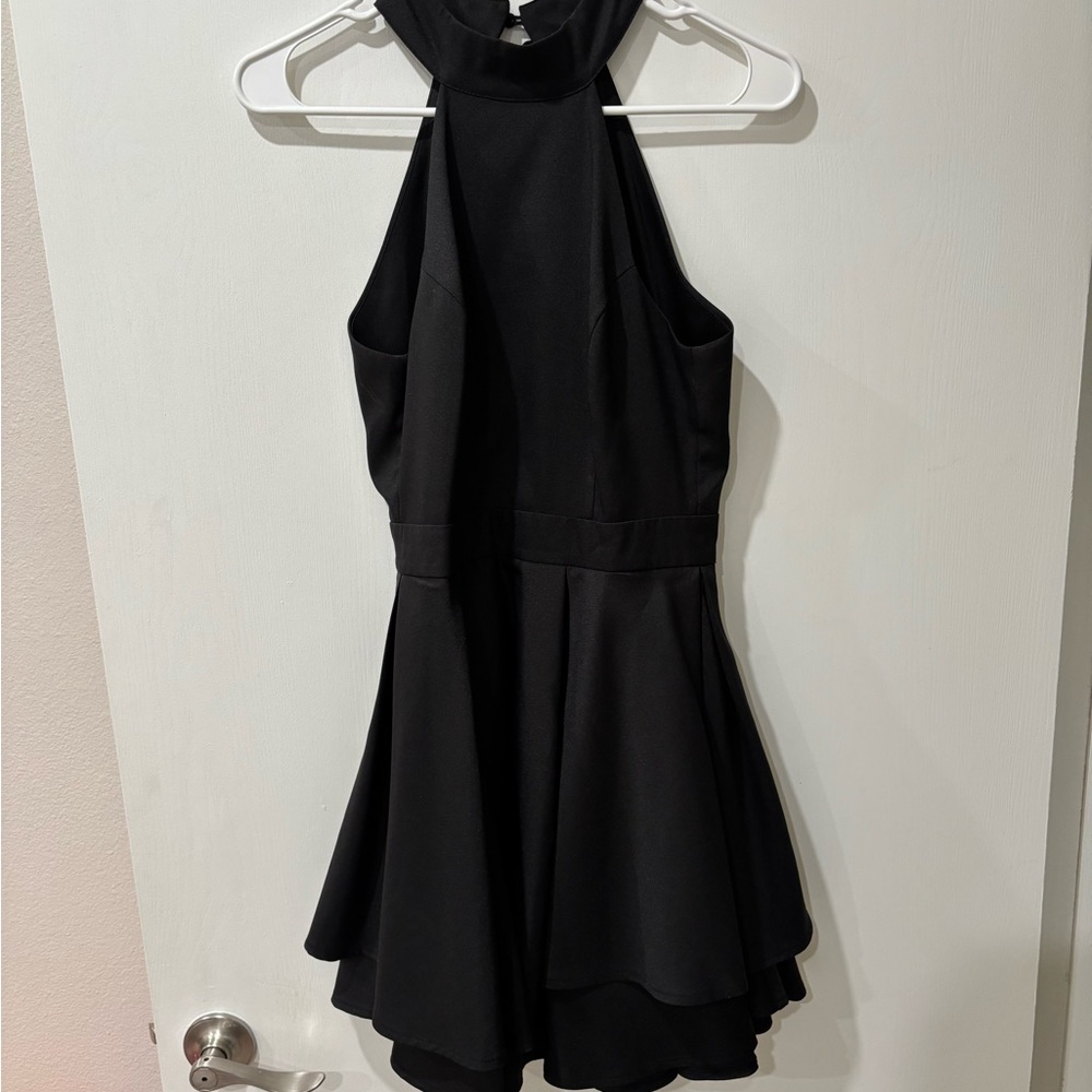 Lulu's Black Fit and Flare Halter Dress